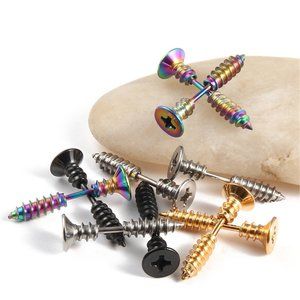 Screw stud earrings, Punk Earrings.